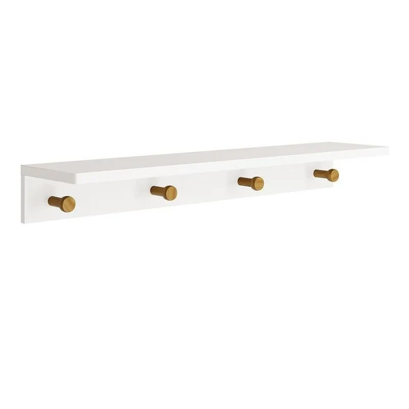 Prateleira Cabideiro Bia 89,6cm Branco Fosco Amadeirado Reller Móveis Branco Fosco Amadeirado