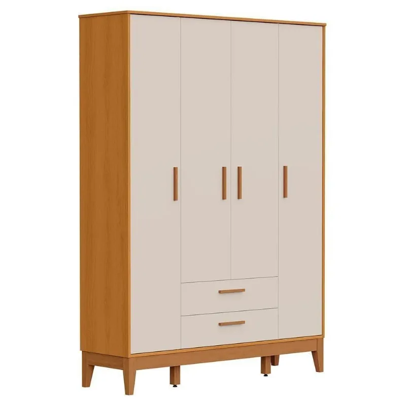 Guarda Roupa Infantil Flip 4 Portas de Bater 2 Gavetas MDF Areia Fosco-savana Reller Móveis