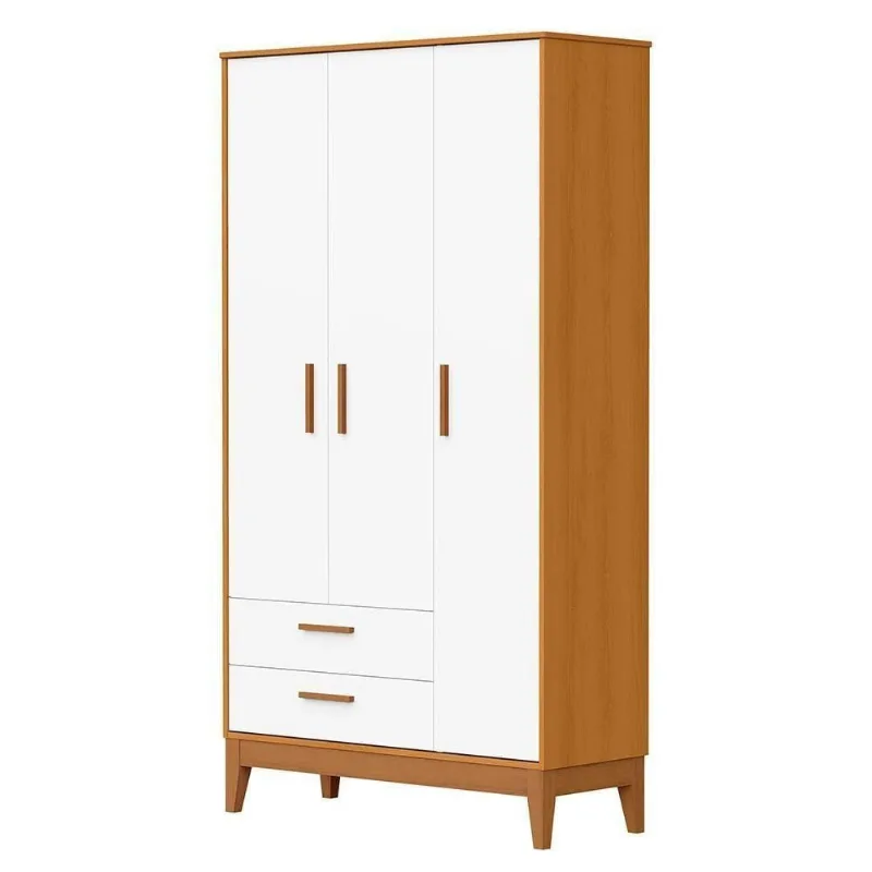 Guarda Roupa Infantil Flip 3 Portas 2 Gavetas MDF Branco Fosco-savana Reller Móveis