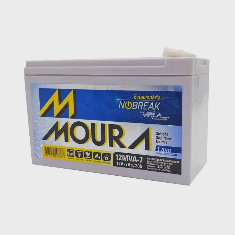 Bateria para Nobreak 12V 7Ah Estacionária Tecnologia vrla agm Moura