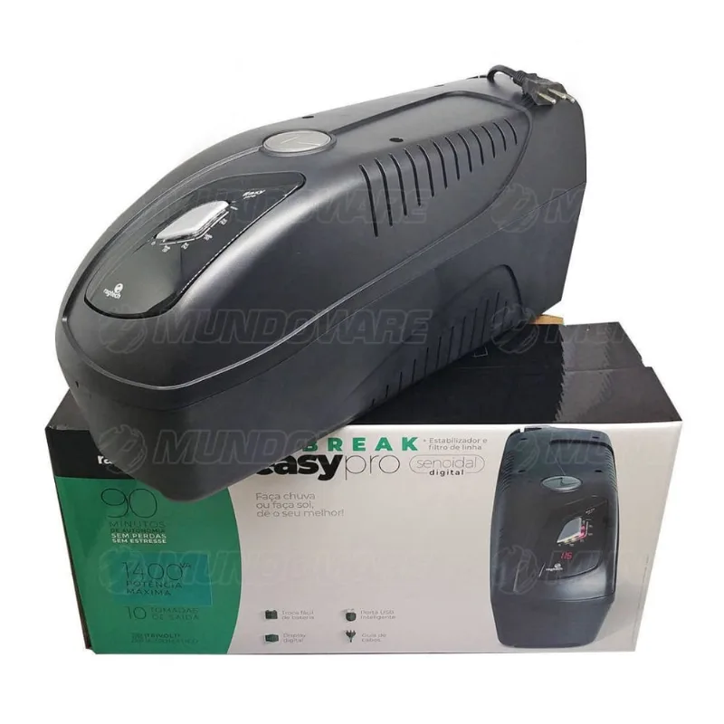 Nobreak EasyPro 4035 Senoidal Puro 1400VA 980W Conector de Bateria Externa Digital 10 Tomadas Bivolt