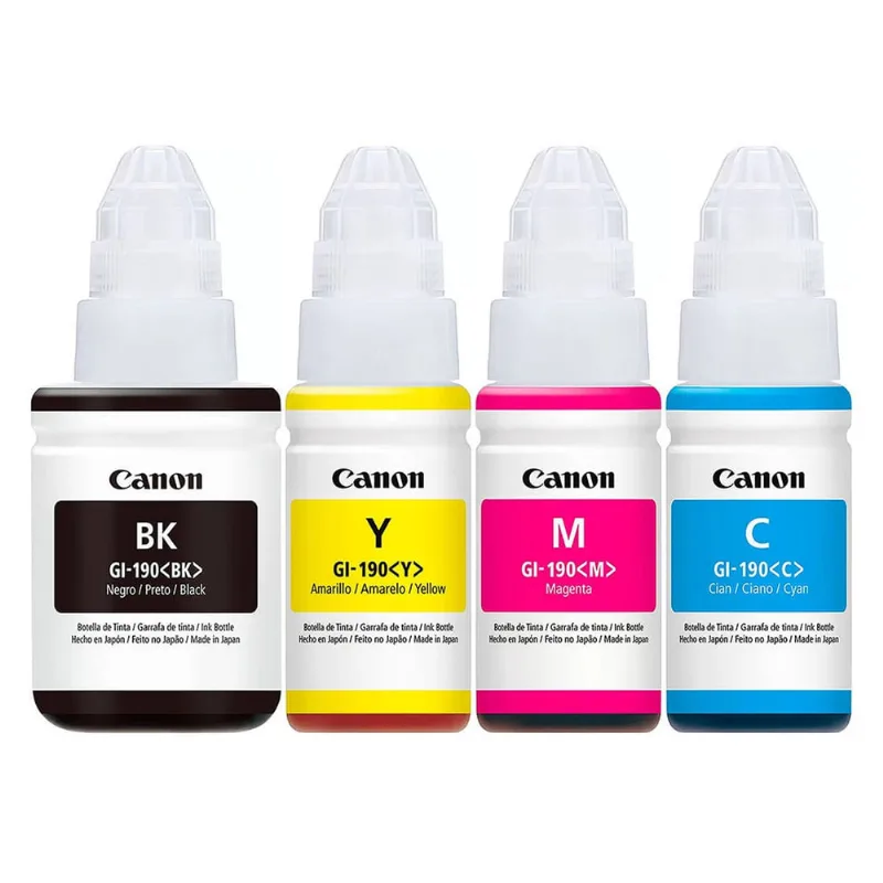 Kit Colorido Tinta Canon GI-190 GI190 Original para Pixma Maxx G1100 G2100 G2111 G3100 G3102 G3111 G4100 G4102 G4110