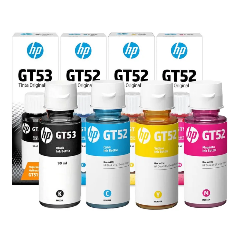 Kit Colorido Tinta hp GT53 GT52 Original para hp Deskjet GT5822 Ink tank 416 116 Smart Tank 517 532 617 com 4 Garrafas