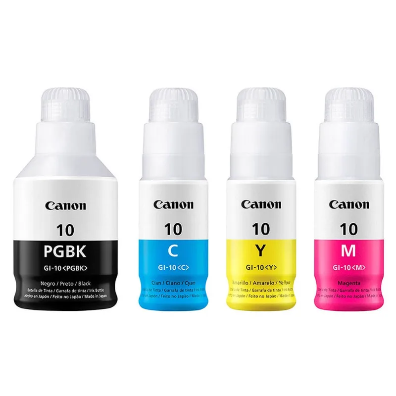 Kit Colorido Tinta Canon GI-10 GI10 Original para Impressora Mega Tank G5010 G5011 G6010 G6011 G7010 G-6010 G-7010