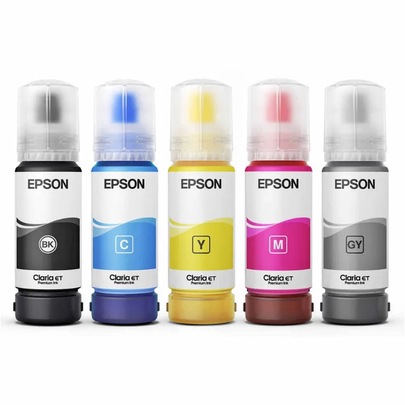 Kit 5 Cores Tinta Epson 555 T555 Original para Ecotank L8160 L8180 L 8160 L 8180 5 Refis de 70ml