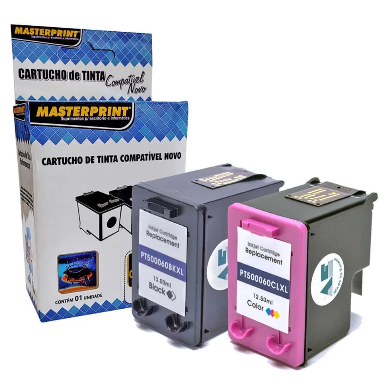 Kit Cartucho de Tinta Masterprint Compatível com 60 60xl para Deskjet D410 C4680 C4780 F4280 F4480 D1660 F4440 D110