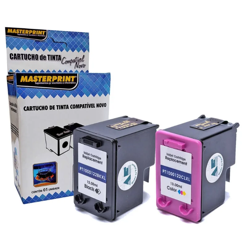 Kit Cartucho de Tinta Masterprint Compatível com 122xl 122 para Deskjet 1000 J110a 2000 J210a 2050 J510a 3050 J610a