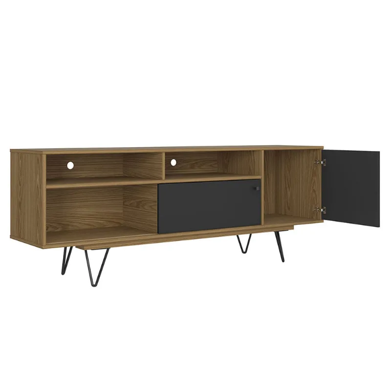 Rack Retrô Paladio com 02 Portas Preto e Castanho