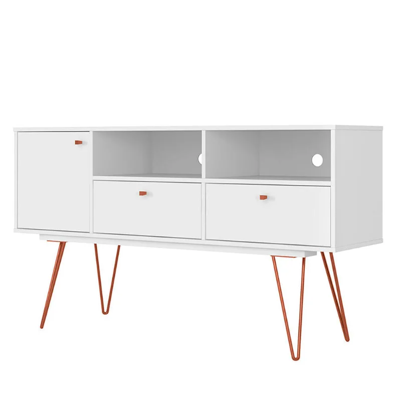 Rack Retrô Ness com 02 Gavetas e 01 Porta Branco