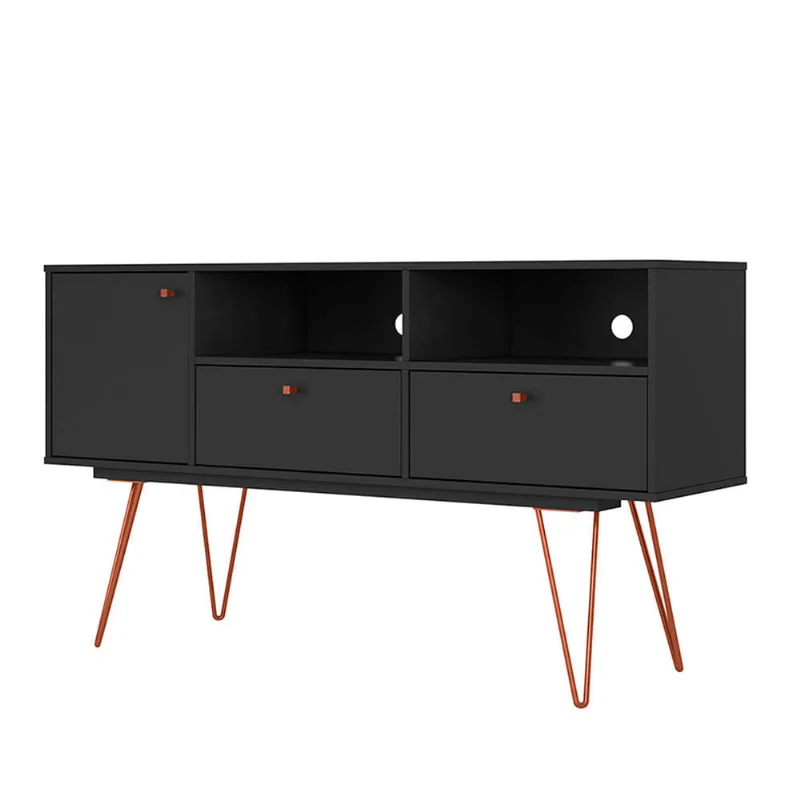 Rack Retrô Ness com 02 Gavetas e 01 Porta Preto