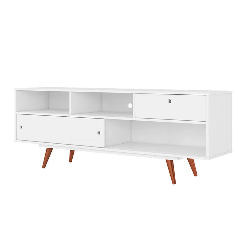 Rack Retrô Lille com 01 Gaveta e 01 Porta de Correr Branco