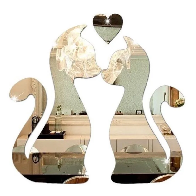 Espelho Decorativo Casal De Gatos Em Acrílico P