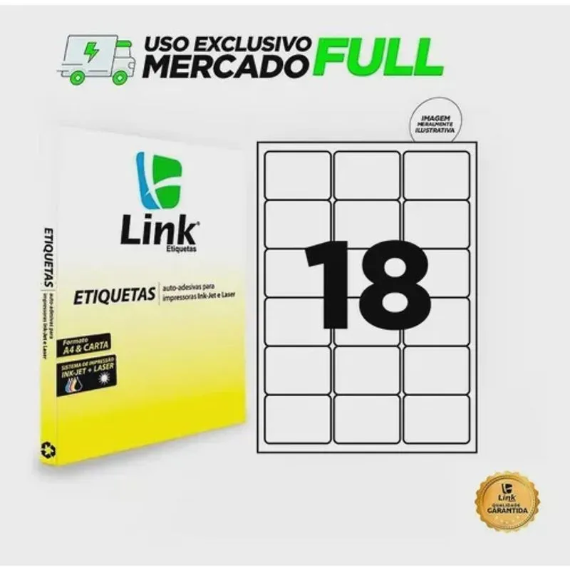 100 Folhas 63,5mm X 46,6mm Etiqueta Mercado Full 1800 Un