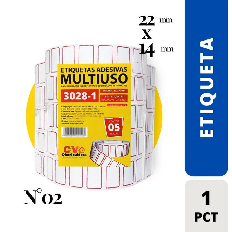Etiqueta Adesiva N2 3028-1 22X14Mm Pc C/5 Rolos