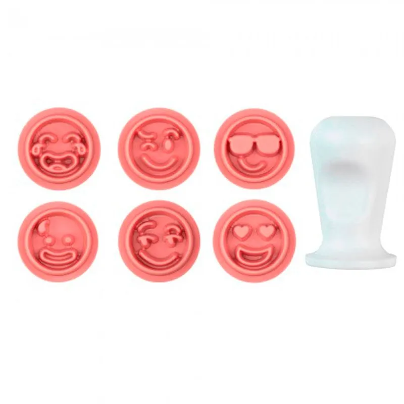 Kit Carimbos Emoções Rosa Bebê 2cm 7 Peças BLUESTAR