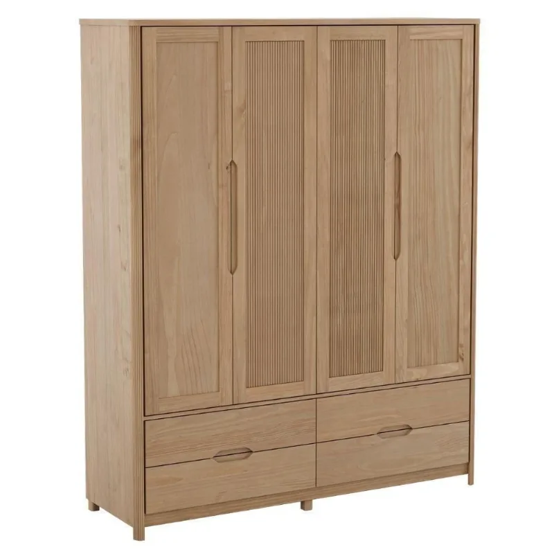 Guarda Roupa Casal 3305U 4 Portas Giratórias Madeira Maciça Taeda Tauari Milani Movelaria