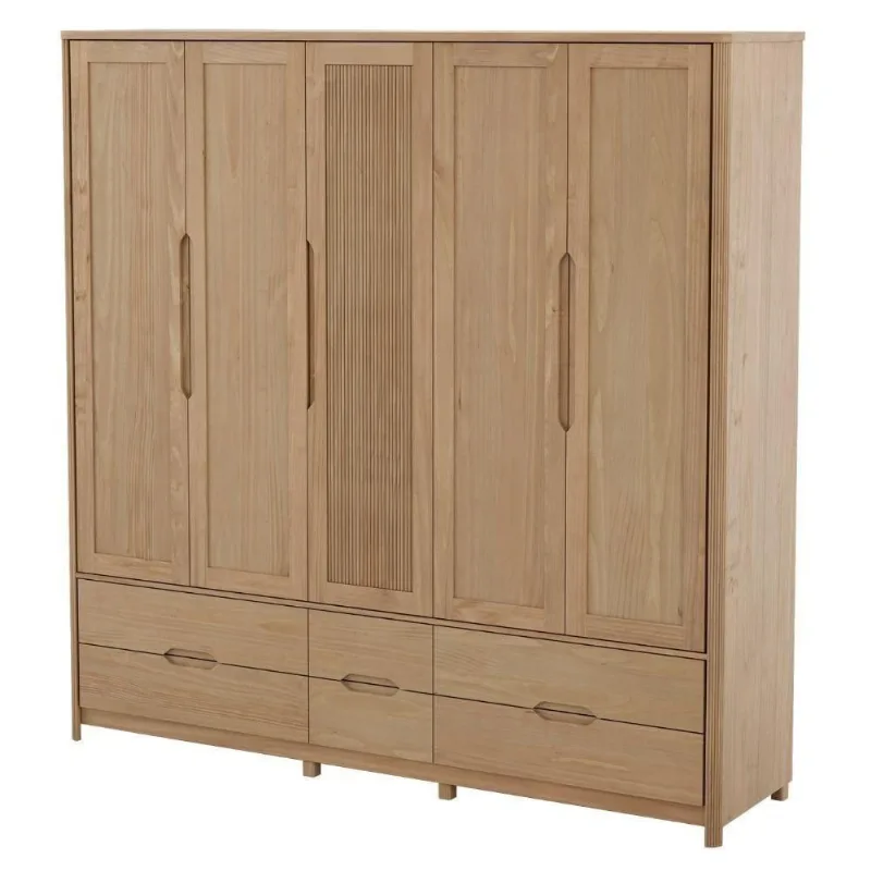 Guarda Roupa Casal 3306U 5 Portas Giratórias 4 Gavetas Madeira Taeda Tauari Milani Movelaria