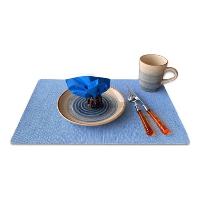 10 Jogo Americano Para Mesa Corino Sisal Azul Claro Lavável