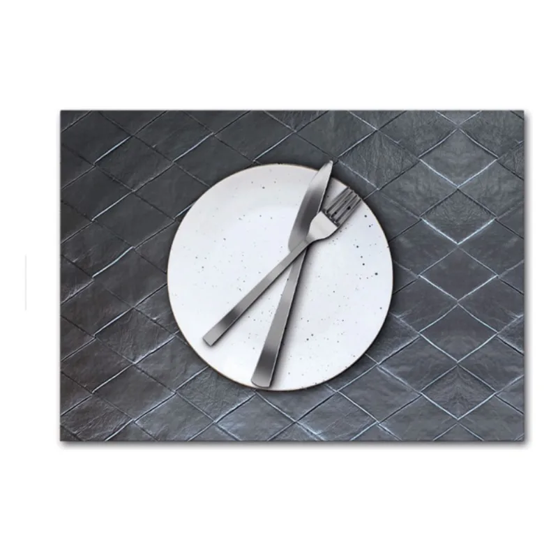 10 Jogo Americano + Porta Copo De Mesa Mosaico Preto Lavável