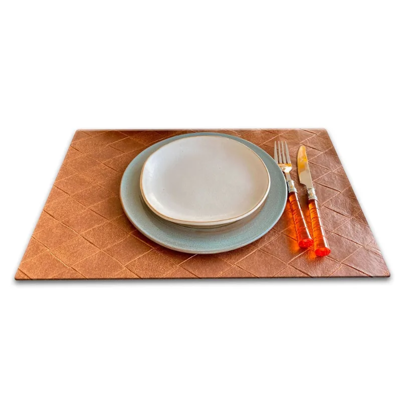 4 Jogo Americano + Porta Copo de Mesa Mosaico Caramelo Lavável