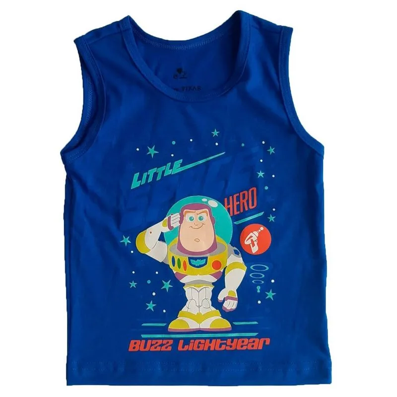 Regata Infantil Menino Basic + Buzz Lightyear Algodão Azul