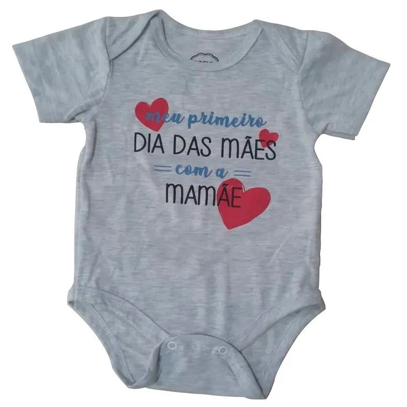 Body Manga Curta Infantil Basic + Algodão Dia das Mães