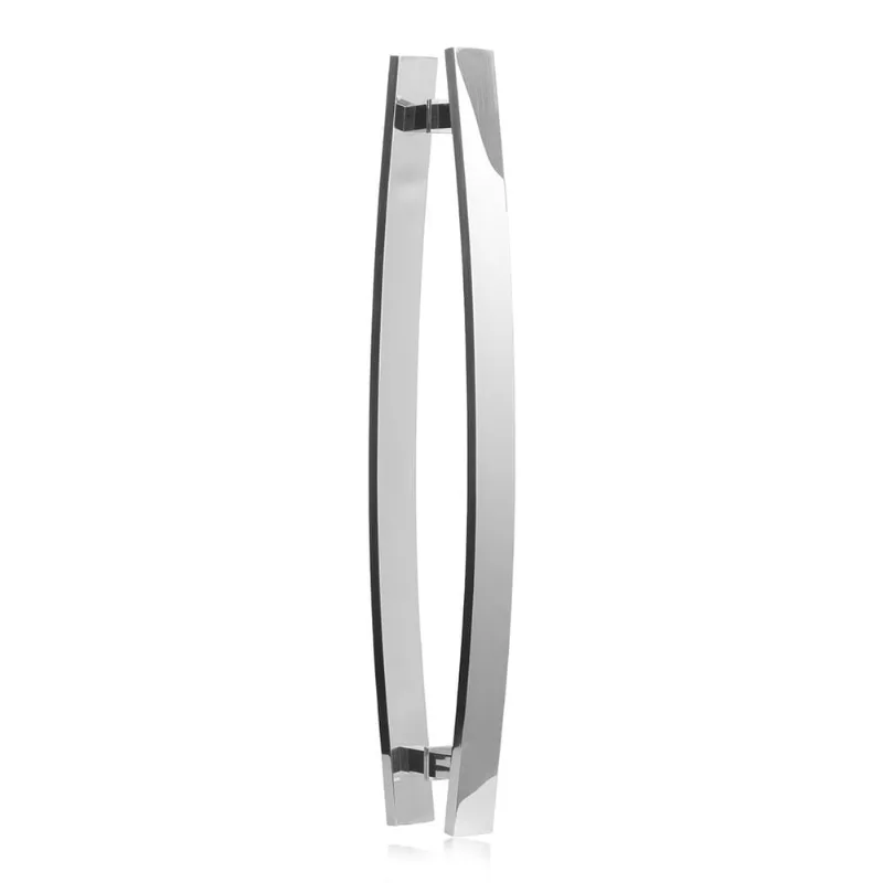 Puxador para porta barra chata curvo 60 cm polido