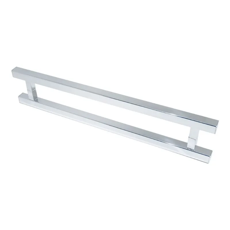 Puxador para Porta Tubular Quadrado Reto 90 cm Polido