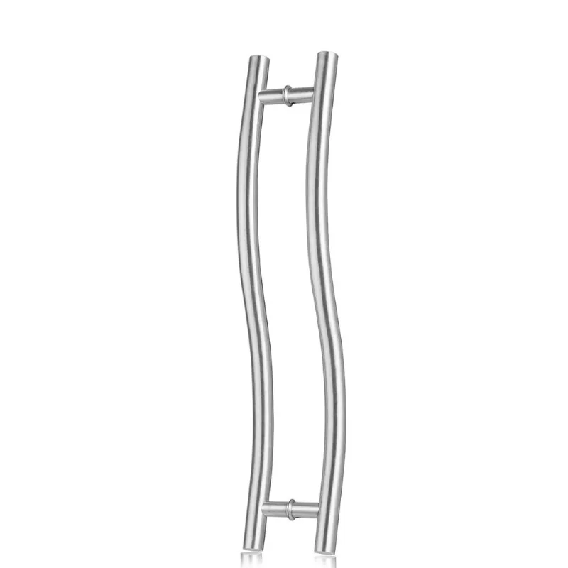 Puxador para porta tubular curvo S 60 cm escovado