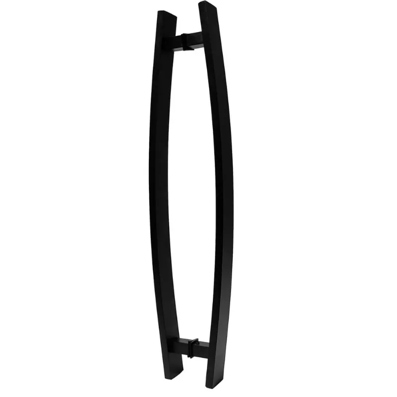 Puxador para Porta Barra Chata Curvo 40cm x 4cm Preto Fosco