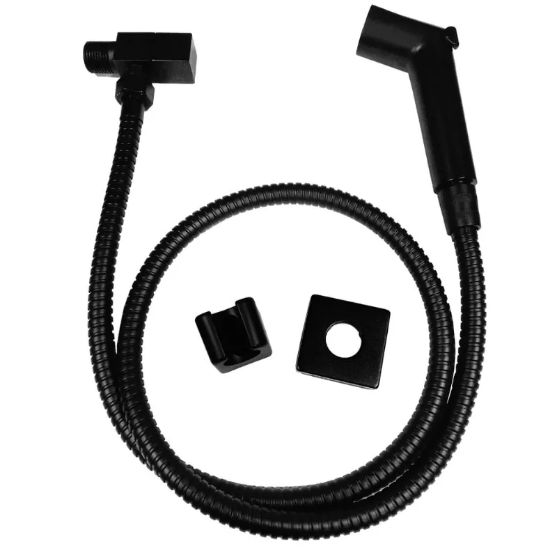 Ducha Higiênica Metal Square 1/4 volta Dimmer Horizontal Preto