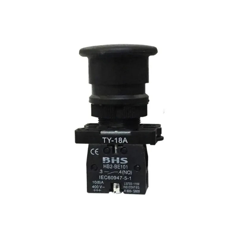 Botão 22Mm Hb2-Ec21 Preto 1Na Soco Á Impulsão Plástico Bhs