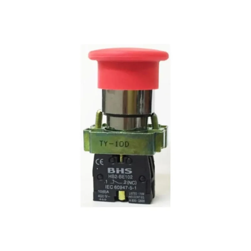 Botão 22Mm Hb2-Ec42 Vermelho 1Nf Soco Á Impulsão Plástico Bhs