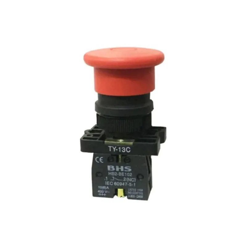 Botão 22Mm Hb2-Et42 Vermelho 1Nf Soco Empurre Puxe D40 Bhs