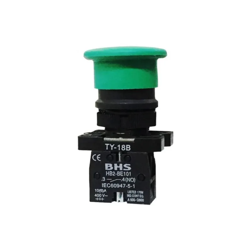 Botão 22Mm Hb2-Ec31 Verde 1Na Soco Á Impulsão Plástico Bhs