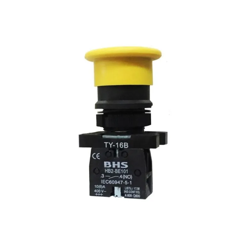 Botão 22Mm Hb2-Ec51 Amarelo 1Na Soco Á Impulsão Plástico Bhs