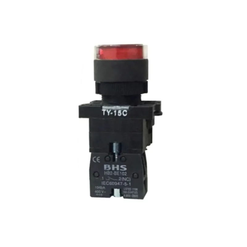 Botão 22Mm Hb2-Ew3462 Luminado Vermelho 1Nf Plástico Lâmpada Bhs 220V