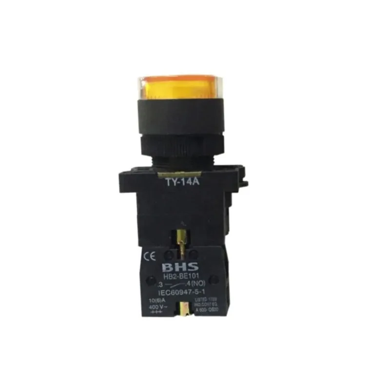 Botão 22Mm Hb2-Ew3561 Luminado Amarelo 1Na Plástico Lâmpada Bhs 220V