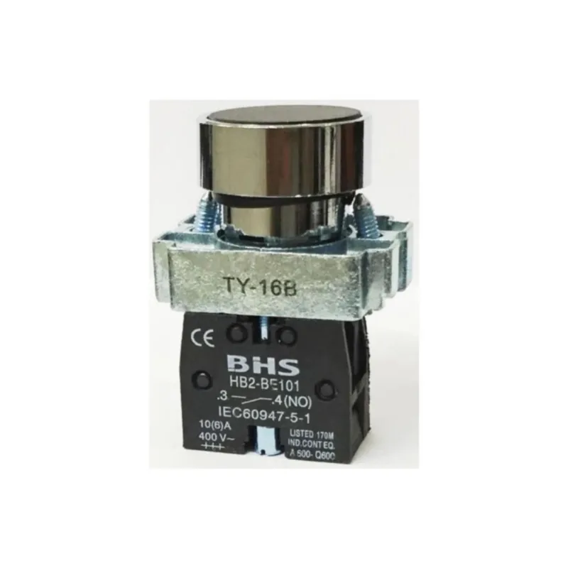 Botão 22Mm Hb2-Ba21 Preto 1Na Metal Bhs