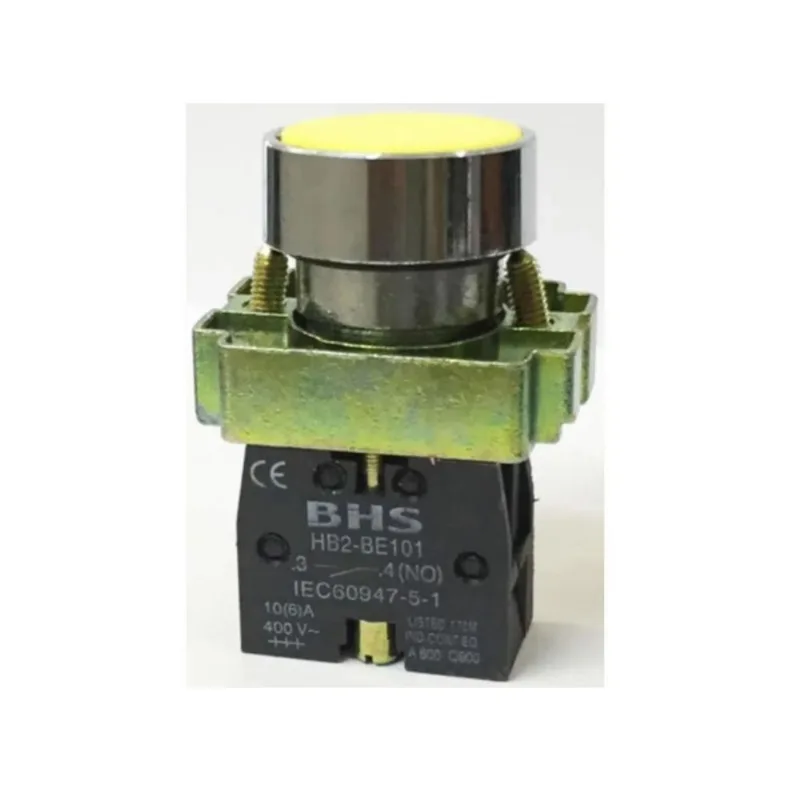 Botão 22Mm Hb2-Ba51 Amarelo 1Na Metal Bhs