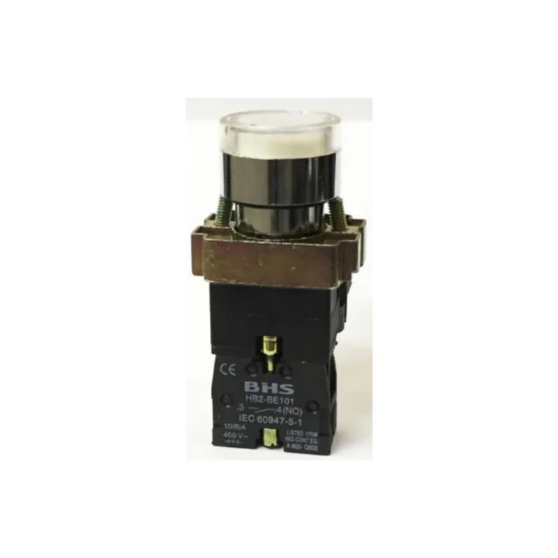 Botão 22Mm Hb2-Bw3161 Luminoso Branco 1Na Metal Lâmpada Bhs 220V