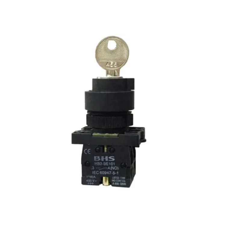 Comutador 3 Posições Fixas 22Mm Hb2-Eg53 2Na Com Chave Plástico Bhs
