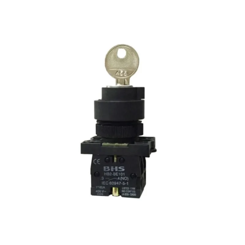 Comutador 3 Posições Fixas 22Mm Hb2-Eg33 2Na Com Chave Plástico Bhs