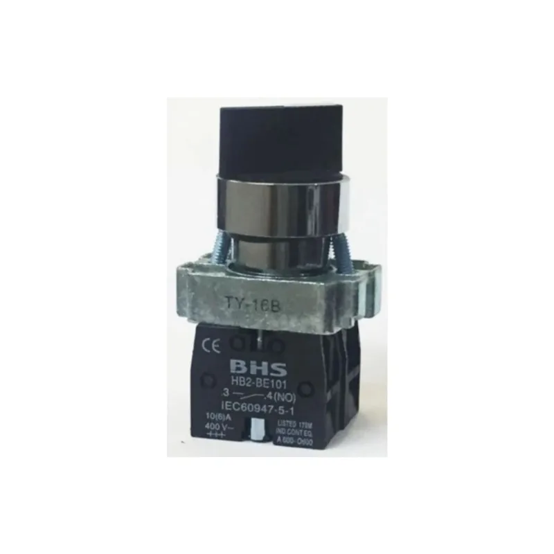 Comutador 3 Posições 22Mm Hb2-Bd53 1Na E 1Na Manopla Curta Metal Retorno Bhs