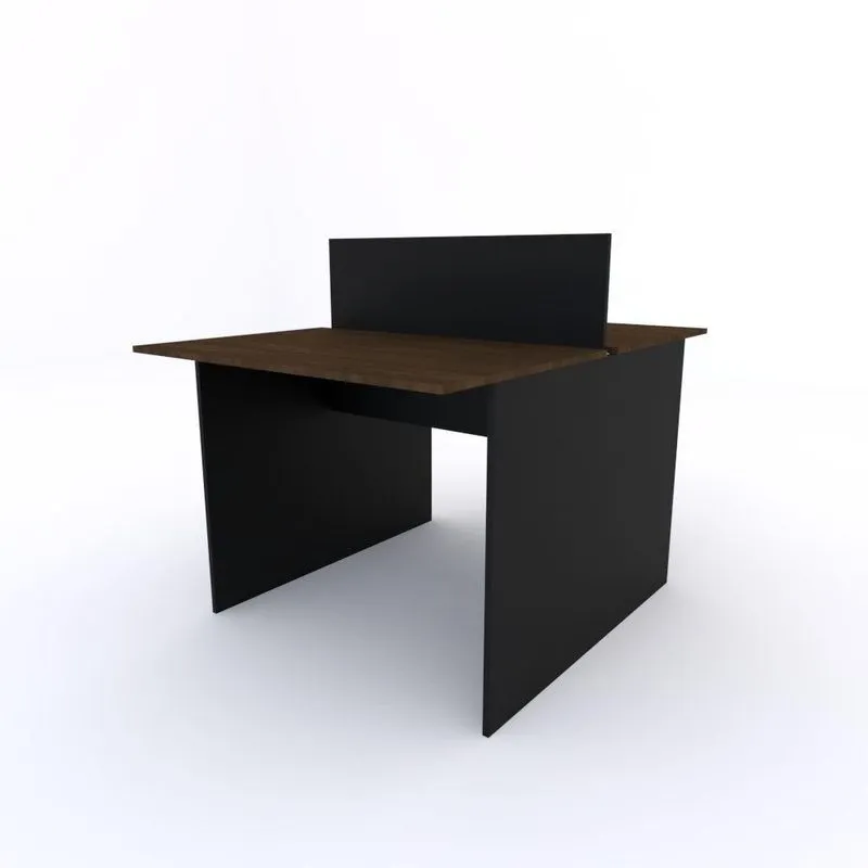 Bancada De Trabalho 2 Lugares Cor:preto Com Acácia Volcano
