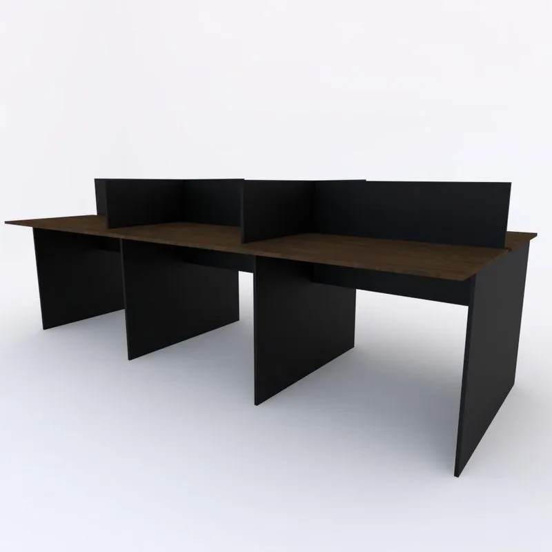 Bancada De Trabalho 6 Lugares Cor:preto Com Acácia Volcano
