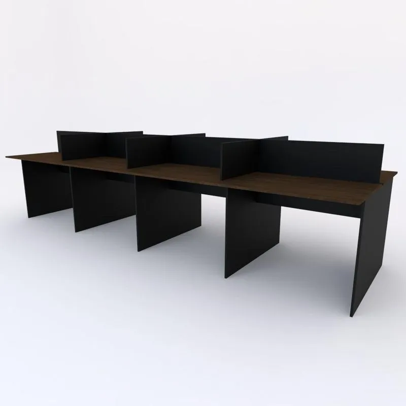 Bancada De Trabalho 8 Lugares Cor:preto Com Acácia Volcano