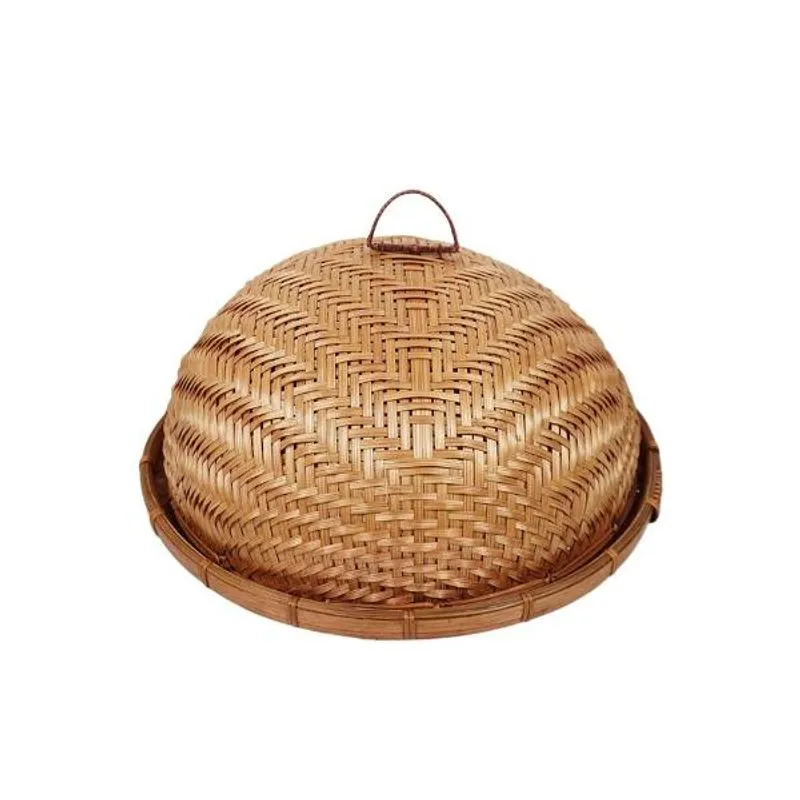 Porta Bolo Com Tampa Em Bambu Hudson Rattan 35,5cm
