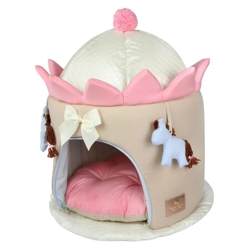 Casinha Carrossel Bonito Pra Cachorro Rosa