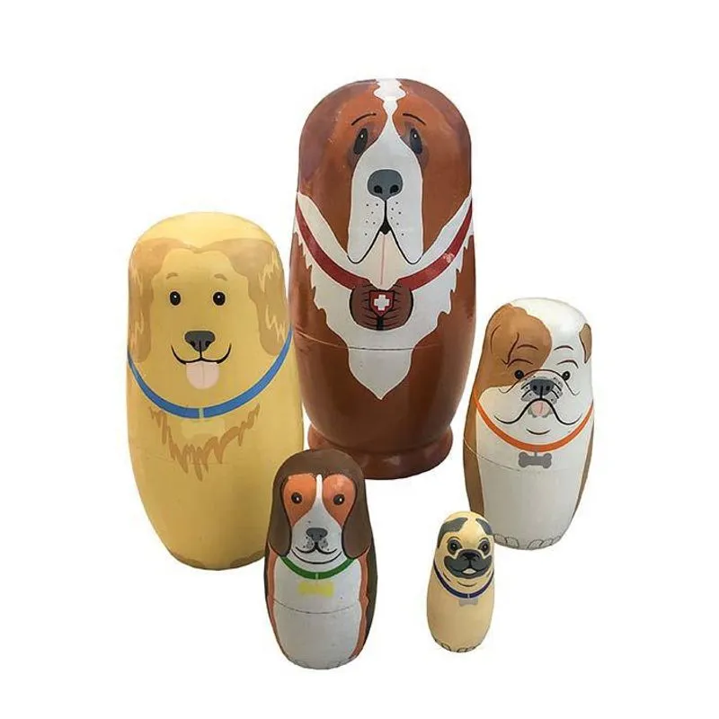 Jogo 5 Matrioshka Raças De Cães Famosas